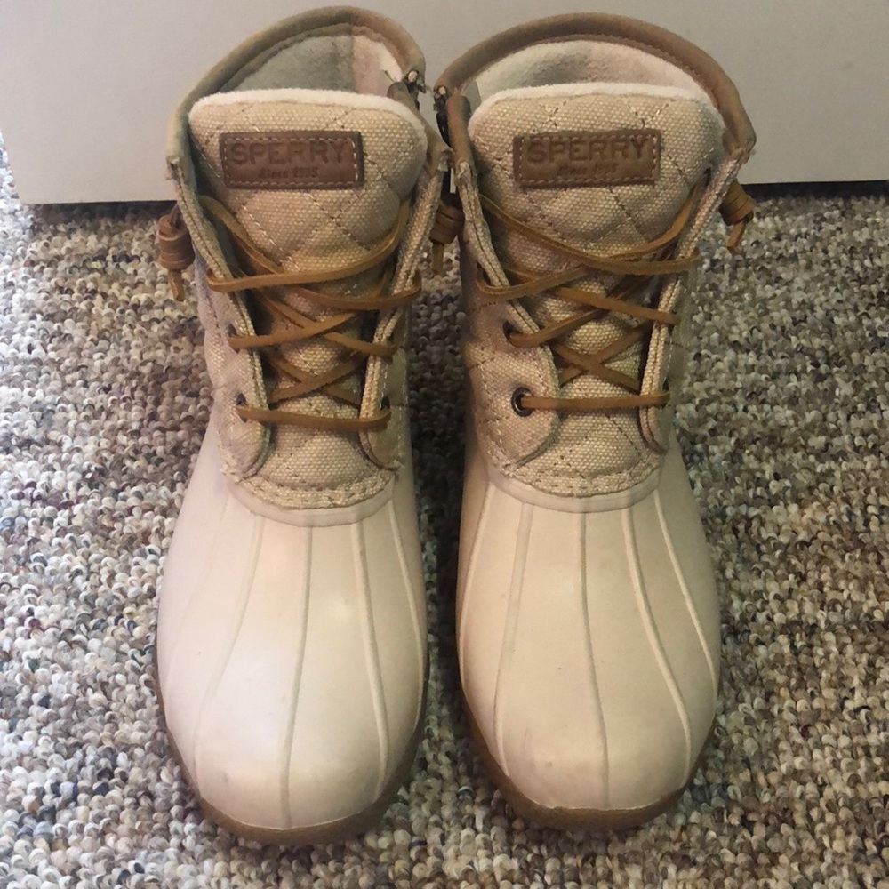 Sperry duck boots short Cream/tan quilted